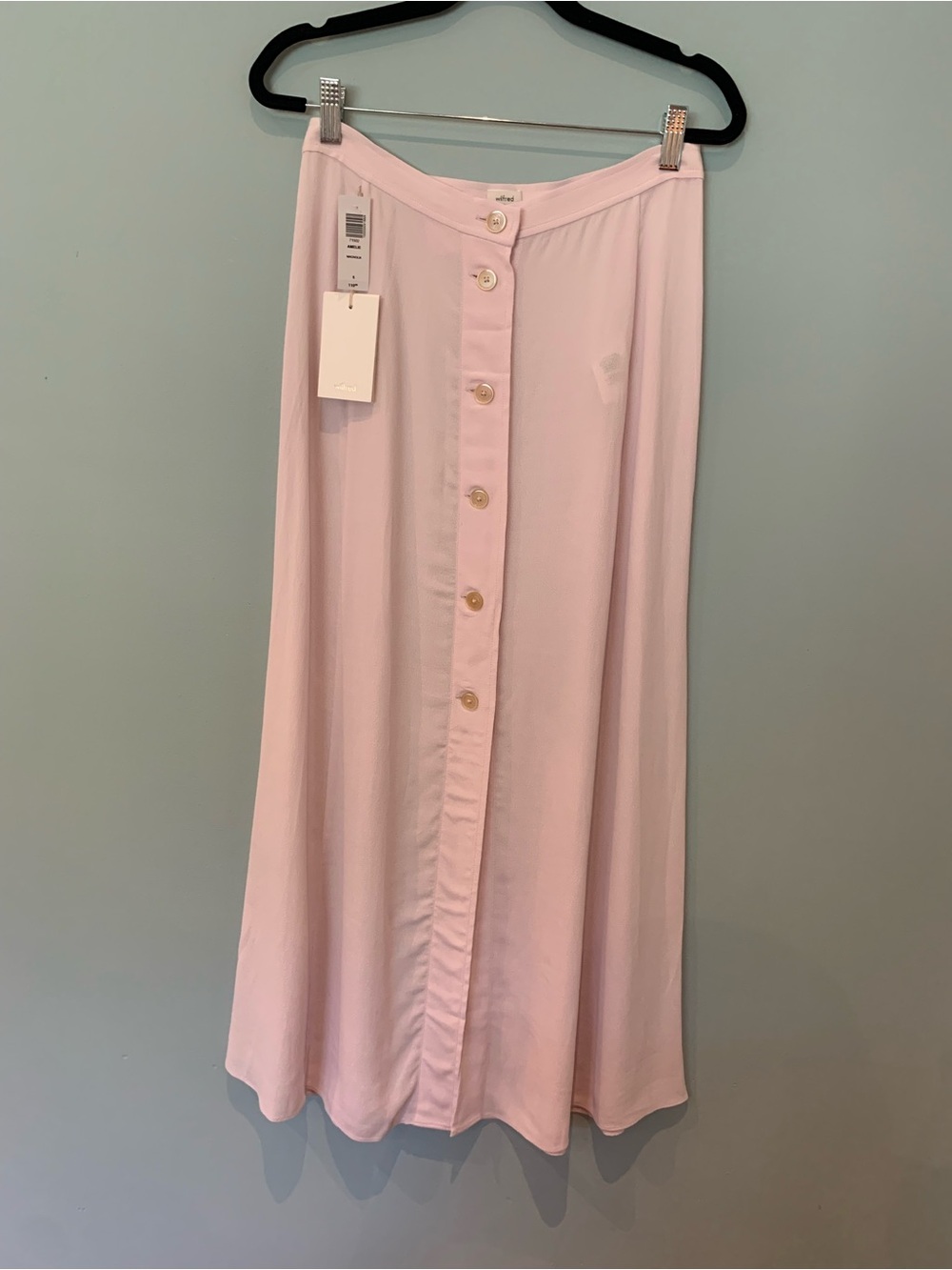 Wilfred Amelie Button-Front Midi Skirt in Light Pink
